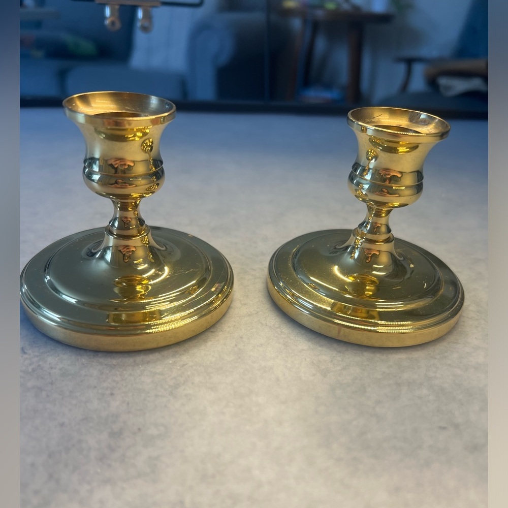 Baldwin Shiny Gold Brass Candle Holders